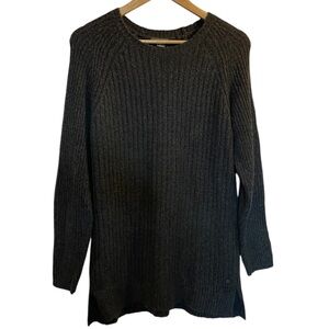 EDDIE BAUER Charcoal Gray Wool Blend Scoop Neck Ribbed Sweater- Size Large